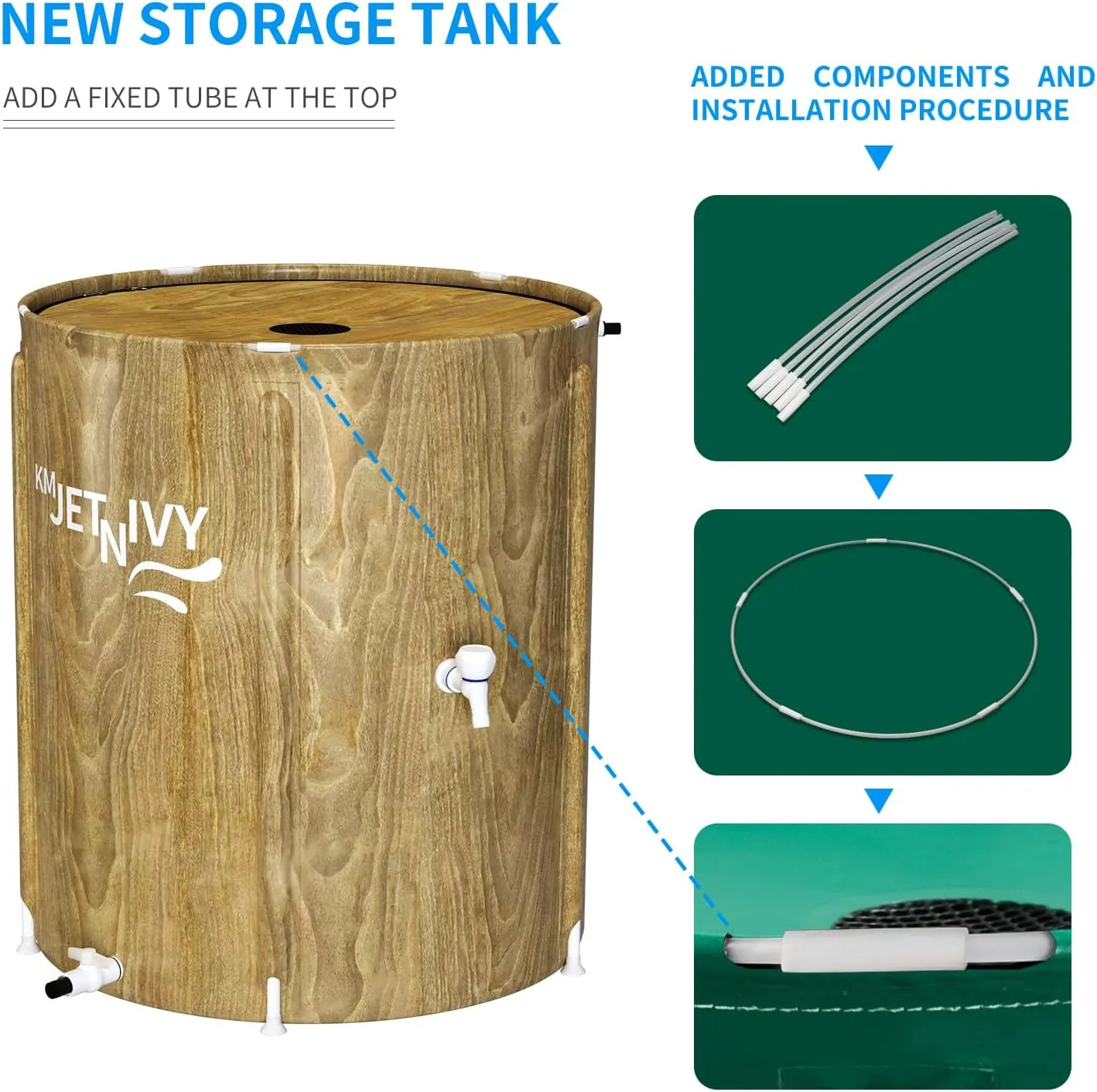 Rain Barrel Upgrade Anti-Collapse Collapsible Rainwater Collection System,Portable Water Storage Tank,Garden Water Catcher(Brown Mutil,50G)