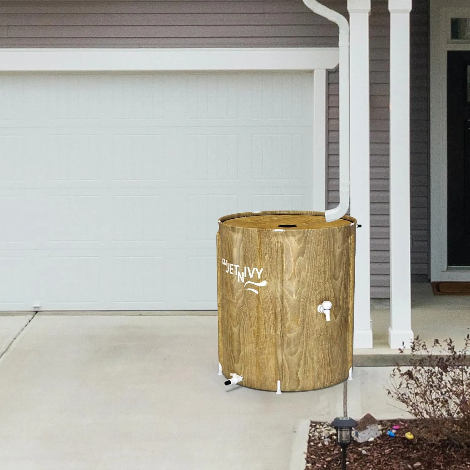 Rain Barrel Upgrade Anti-Collapse Collapsible Rainwater Collection System,Portable Water Storage Tank,Garden Water Catcher(Brown Mutil,50G)