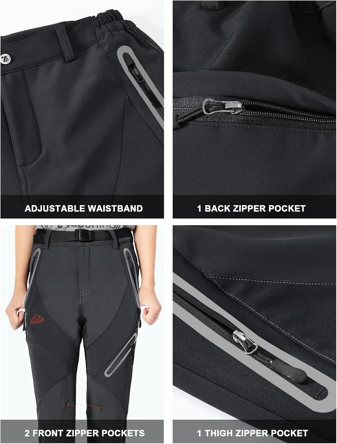Rdruko Women's Snow Pants Waterproof Insulated Fleece Thermal Ski Hiking Snowboard Pants