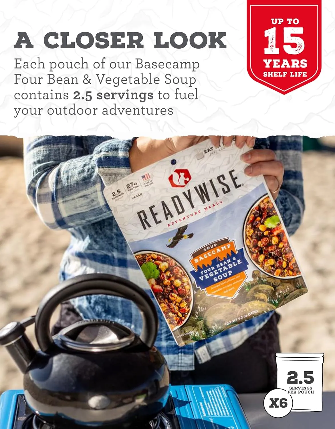 ReadyWise Outdoor Freeze-Dried Backpacking and Camping Meals, Tasty Meals and Snacks for Hiking, Backpacking, or Emergency Preparedness - Entree and Soups