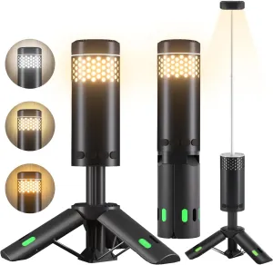 Rechargeable Camping Light 10000mAh Portable Outdoor Camping Lantern, Battery Powered Telescopic Camping Lamp with Tripod and SOS Rescue Signal for Adventure, Hiking, Outages, Emergency