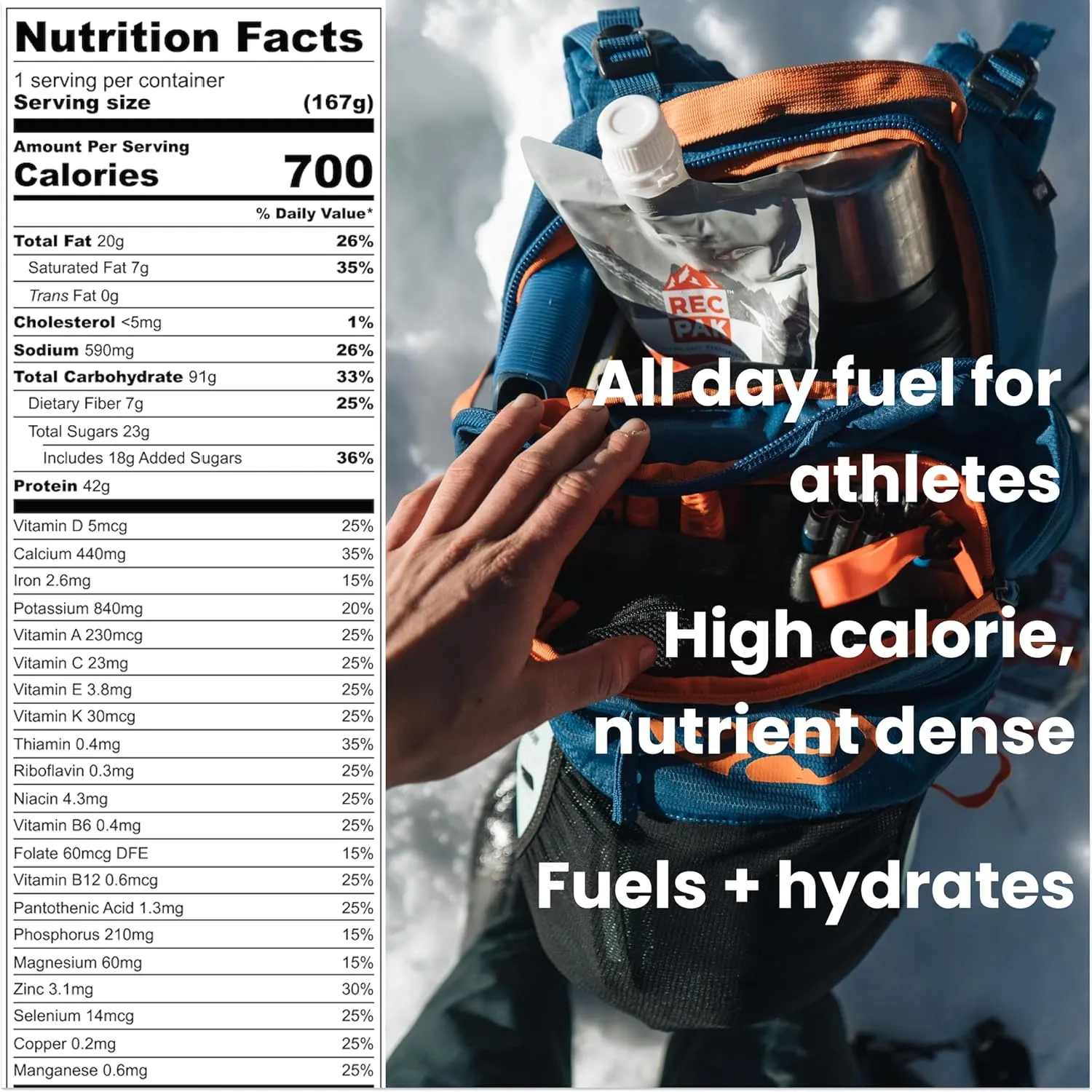 RecPak Performance Ultralight Instant Meals For Your Next Adventure | 700 Cal 42g Protein I Coffee (6-Pack)