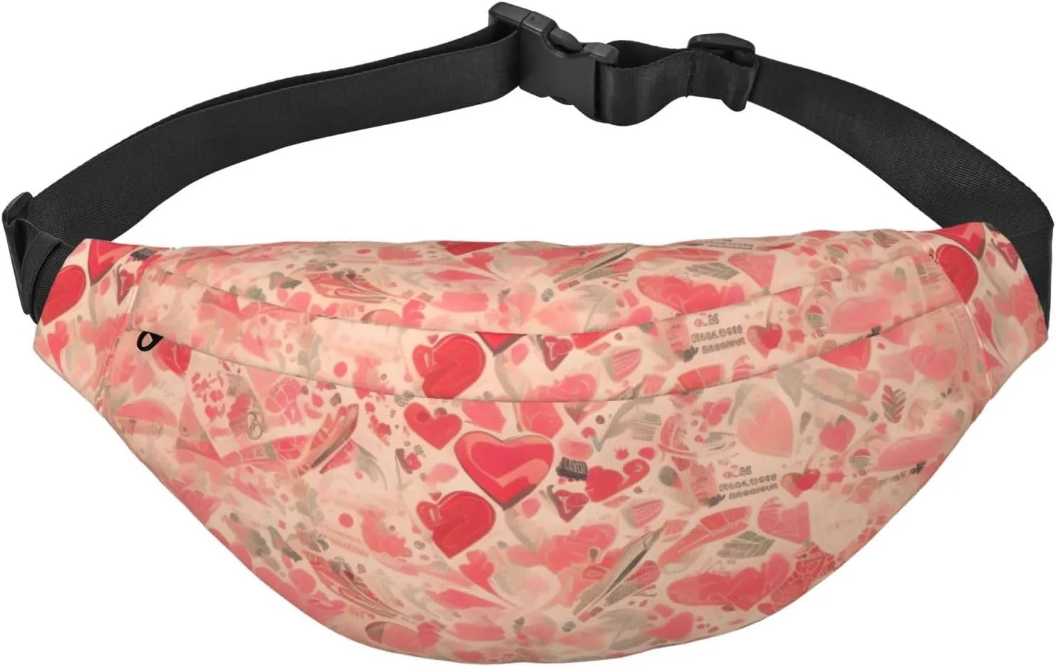 Red Heart Flowers Men'S And Women'S Waist Pack, Crossbody Bag With Adjustable Belt For Running, Traveling, Sports, Hiking