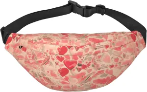 Red Heart Flowers Men'S And Women'S Waist Pack, Crossbody Bag With Adjustable Belt For Running, Traveling, Sports, Hiking