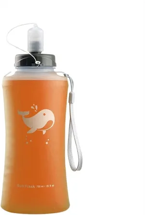 Refillable Water Bottles Collapsible Silicone Water Bottle, Outdoor Portable Water Bottles With Scale For Sports Fitness/Climbing, 750ml/25oz Sports Water Bottle (Color : D-Orange)
