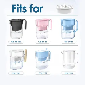 Replacement for All Waterdrop® Pitcher Filtration System, Fits Waterdrop WD-PF-01A Plus, Reduces PFOA/PFOS, Chlorine, Last Up to 3 Months or 200 Gallons (Pack of 4), AQUA CREST