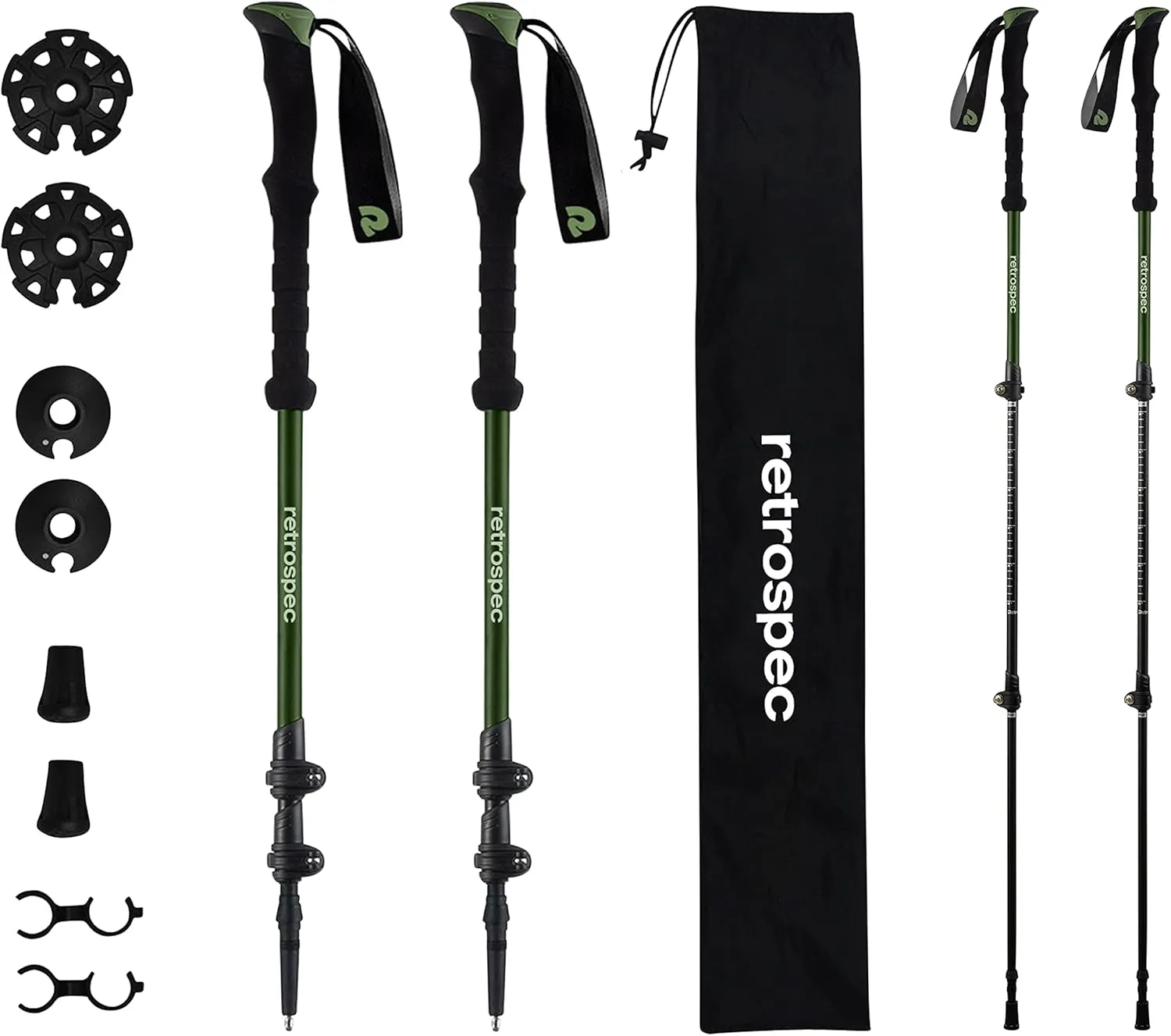 Retrospec Solstice Hiking Poles for Men & Women - Adjustable and Collapsible Lightweight Walking & Trekking Sticks - Aluminum w/Cork or Foam Grip