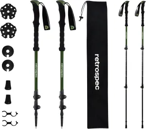 Retrospec Solstice Hiking Poles for Men & Women - Adjustable and Collapsible Lightweight Walking & Trekking Sticks - Aluminum w/Cork or Foam Grip