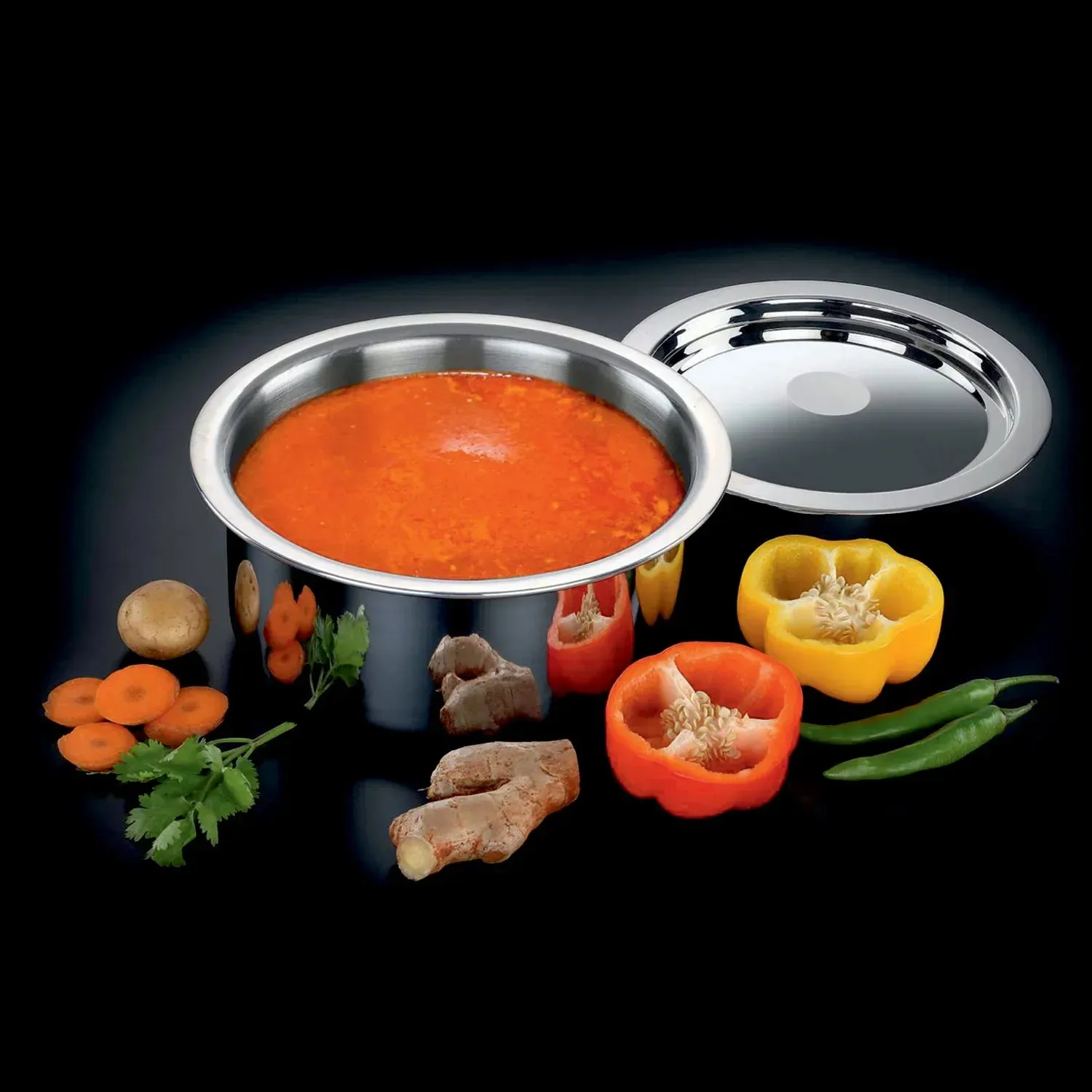 Riara Premium Stainless Steel Triply Tope With Steel Lid | 3 Layered | Induction Base | 2.5Mm Thickness | Induction Friendly | 14Cm/16Cm/18Cm/20Cm/22Cm/24Cm