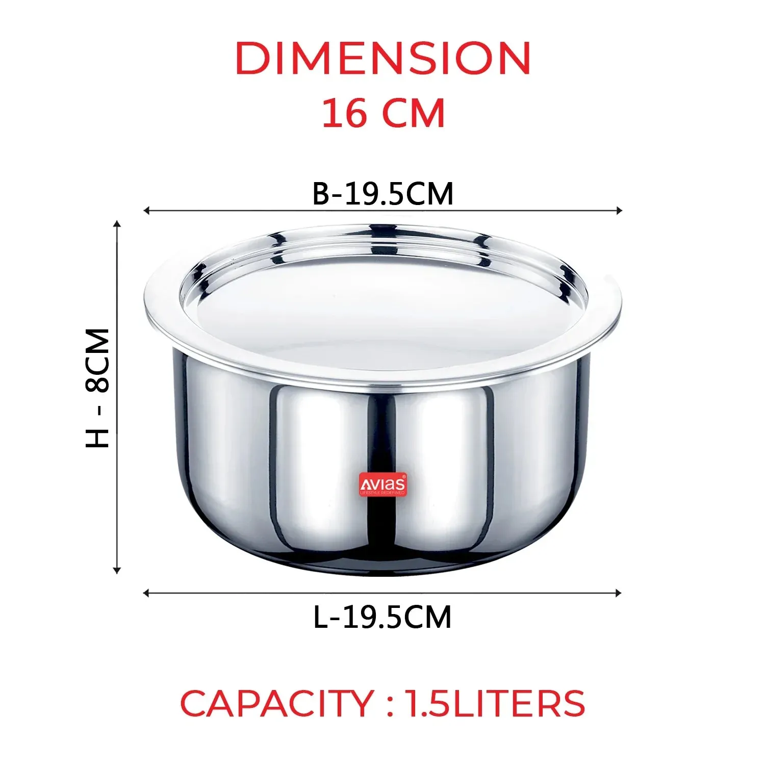 Riara Premium Stainless Steel Triply Tope With Steel Lid | 3 Layered | Induction Base | 2.5Mm Thickness | Induction Friendly | 14Cm/16Cm/18Cm/20Cm/22Cm/24Cm