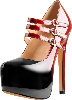 richealnini Mary Jane Pumps for Women Sexy Stiletto Heel Platform Ankle Buckle Strappy High Heels