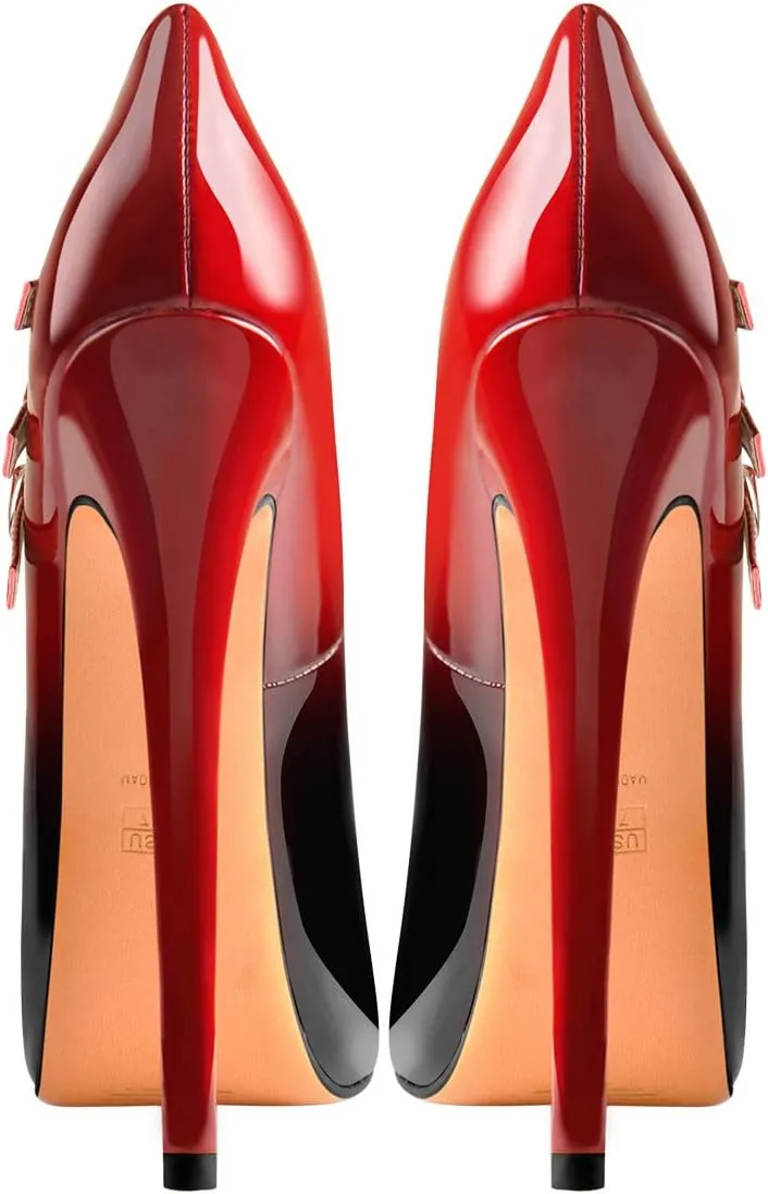 richealnini Mary Jane Pumps for Women Sexy Stiletto Heel Platform Ankle Buckle Strappy High Heels