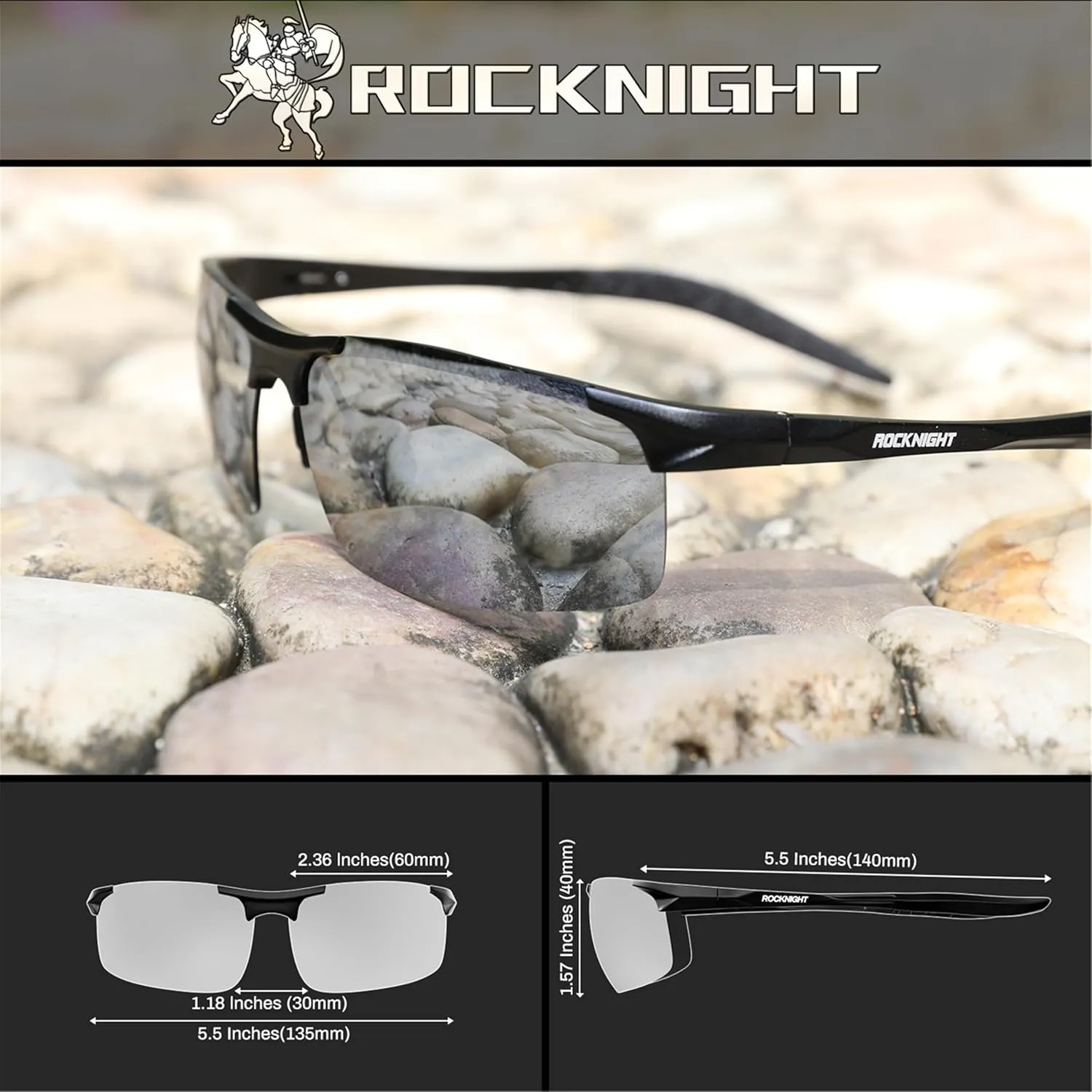 ROCKNIGHT Driving HD Polarized UV400 Protection Ultra light Al-Mg Golf Fishing Outdoor Sunglasses