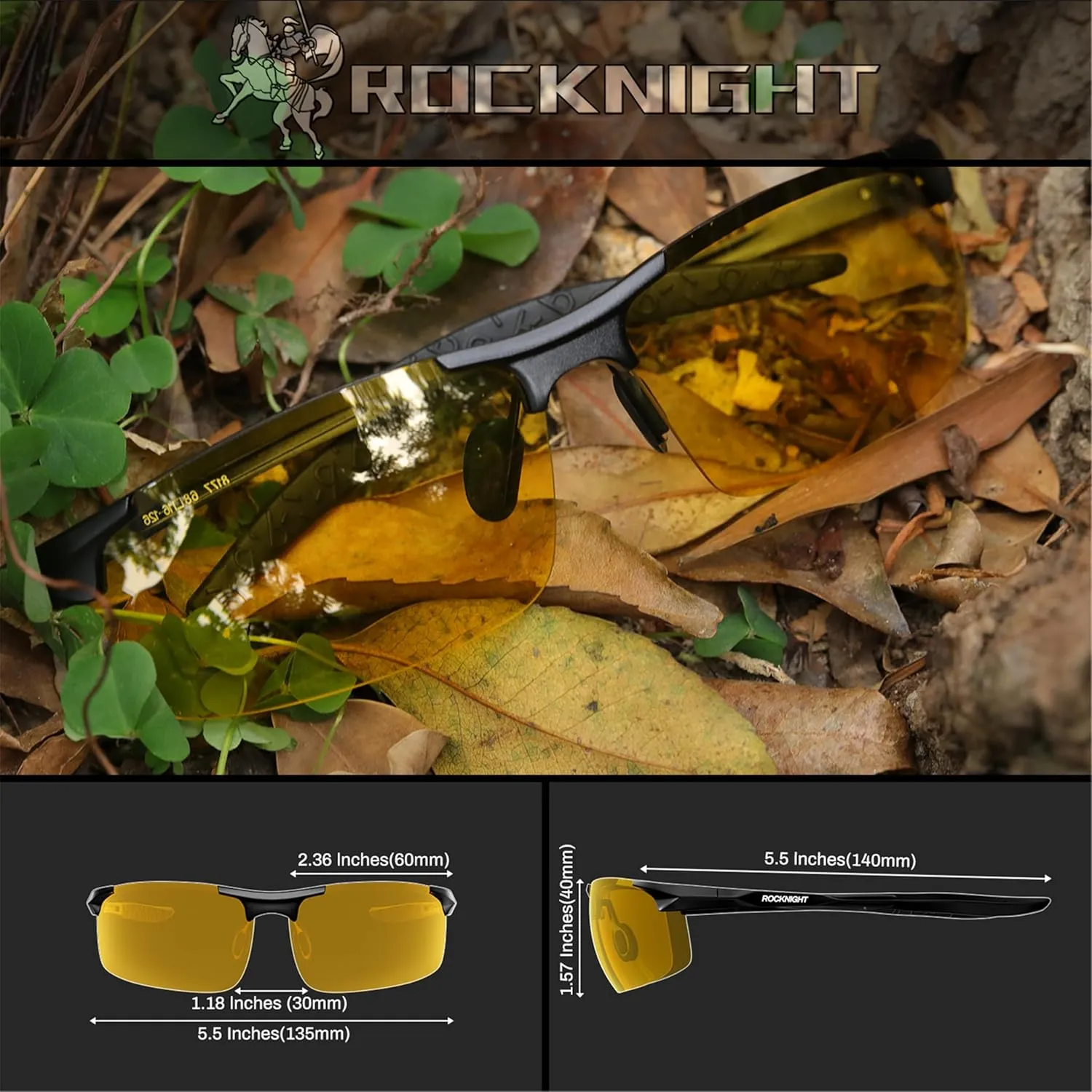 ROCKNIGHT Driving HD Polarized UV400 Protection Ultra light Al-Mg Golf Fishing Outdoor Sunglasses