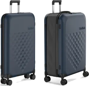 ROLLINK Flex 360 Large Checked Fully Collapsible Suitcase - Hardshell, Silent Smooth Double Spinner Wheels, Scratch, Water & Impact Resistant, TSA Approved Lock, (Atlantic Blue, Checked-Large 29-Inch)