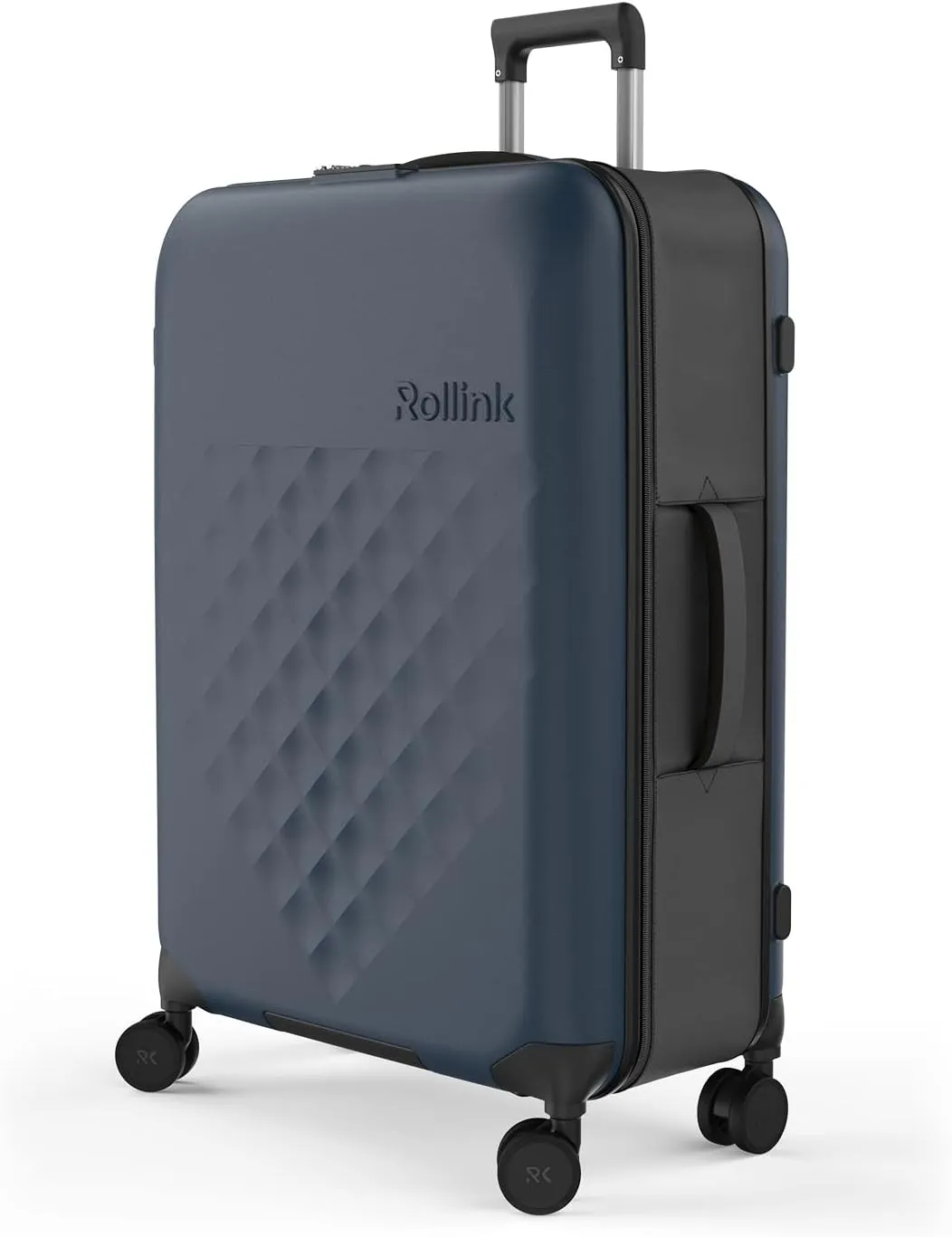 ROLLINK Flex 360 Large Checked Fully Collapsible Suitcase - Hardshell, Silent Smooth Double Spinner Wheels, Scratch, Water & Impact Resistant, TSA Approved Lock, (Atlantic Blue, Checked-Large 29-Inch)