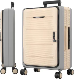 Rollux Collapsible Suitcase with Wheels, Water and Impact Resistant Hard Shell Carry On Luggage with Silent Double Spinner Wheels, 20 Inch Carry On Luggage with TSA Lock, [20 inch] – Khaki