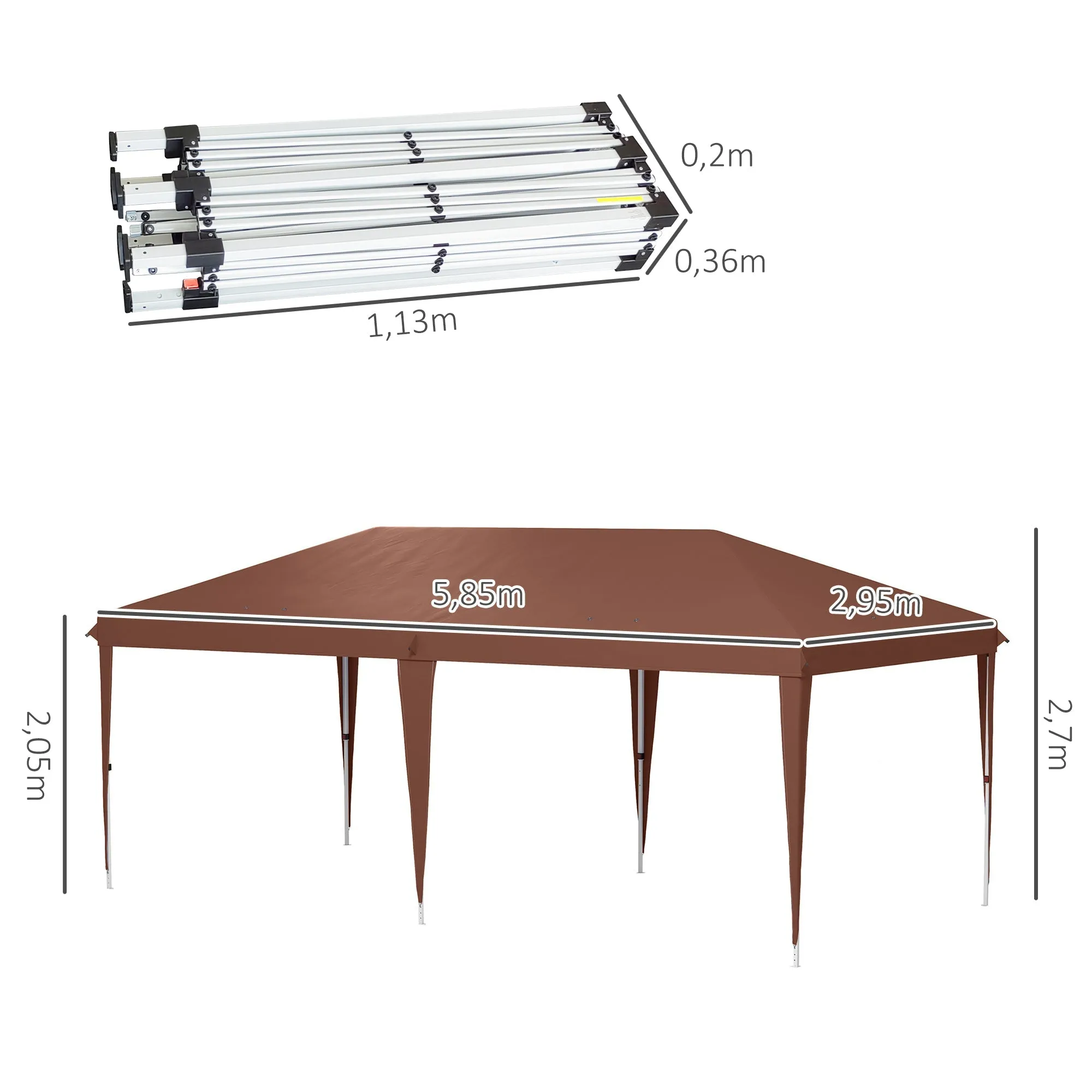 Rootz 6 x 3m Garden Pavilion Tent - Pop-Up Fold Tent - Carrier Bag - UV Protection - 5.85 x 2.95 x 2.7m