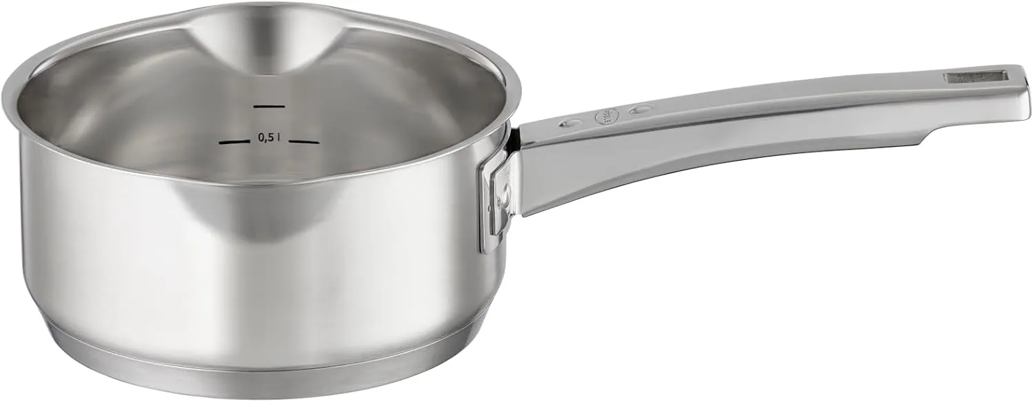 RÖSLE EXPERTISO 4-Piece Pot Set, Universal Pot Set with 3 Pots and 1 Saucepan, 18/10 Stainless Steel, Glass Lids, Scale on Inside, Suitable for Induction Cookers, Dishwasher Safe