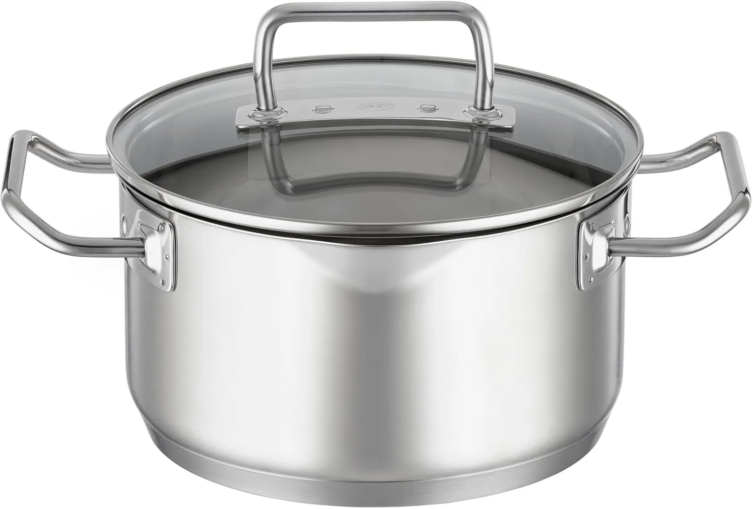 RÖSLE EXPERTISO 4-Piece Pot Set, Universal Pot Set with 3 Pots and 1 Saucepan, 18/10 Stainless Steel, Glass Lids, Scale on Inside, Suitable for Induction Cookers, Dishwasher Safe