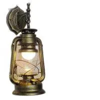Rustic Green Bronze Metal Lantern Hanging Outdoor Wall Lamp