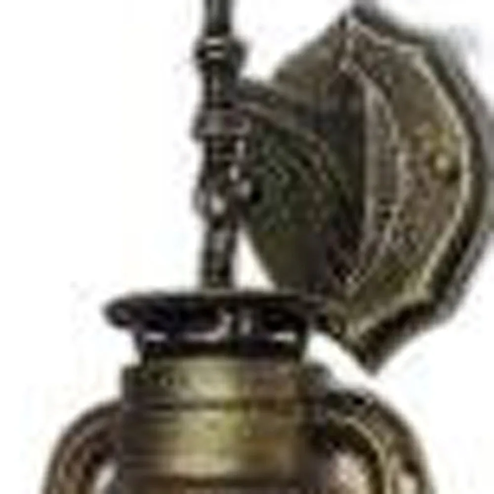 Rustic Green Bronze Metal Lantern Hanging Outdoor Wall Lamp