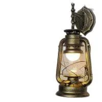 Rustic Green Bronze Metal Lantern Hanging Outdoor Wall Lamp