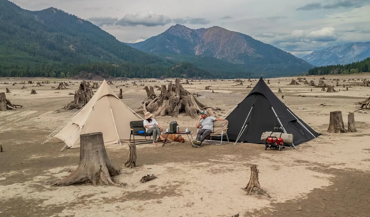 RX Pyramid Tent for Camping - Durable All Season Teepee Tent for Adults Outdoor Camping - 4 Person Tipi Pyramid-Shaped Camping Tent - Quick Easy Setup - Medium