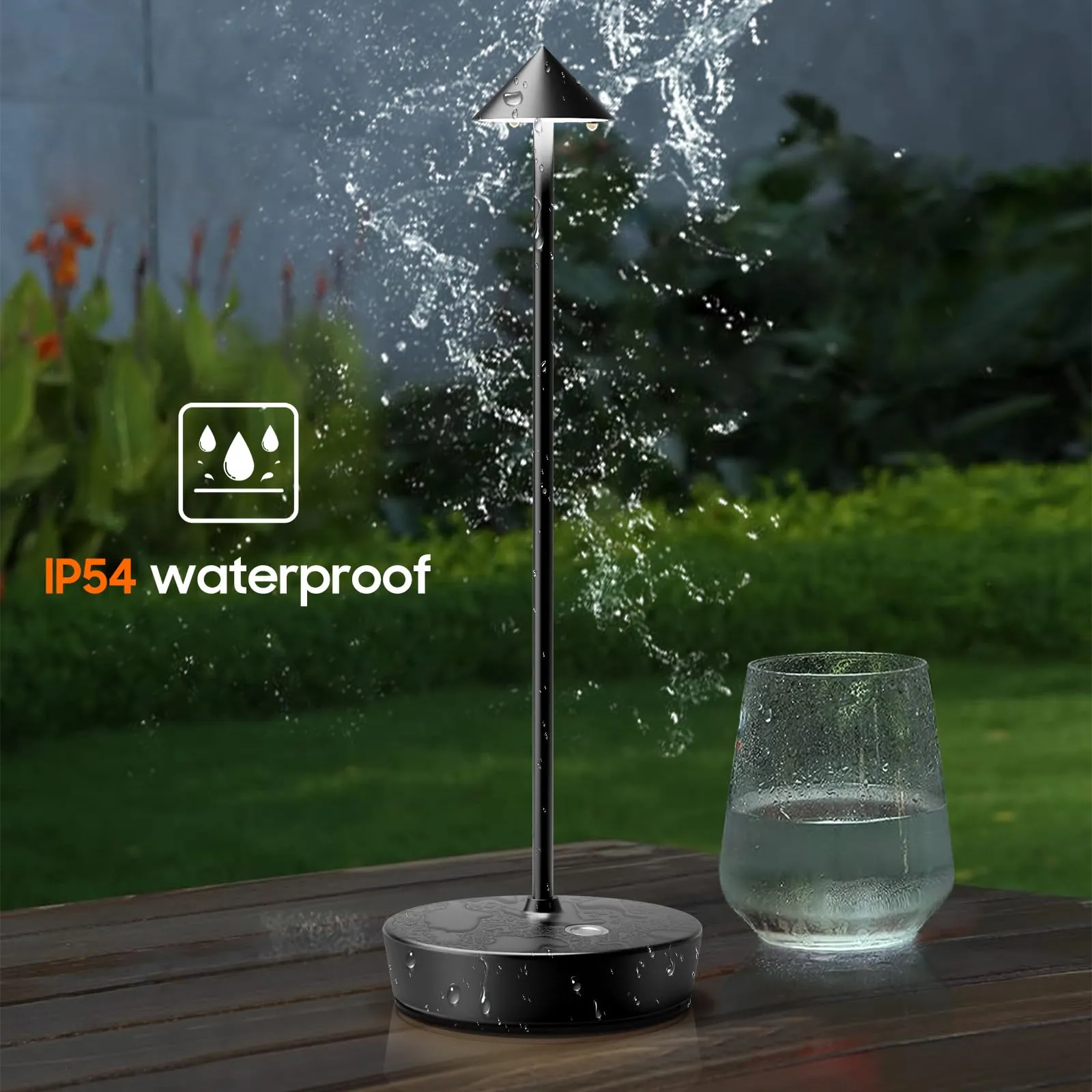 Rynx | Tpczqj Rechargeable Wireless Table Lamp - 6000Mah Led, 3 Color Dimmer, Waterproof - Black