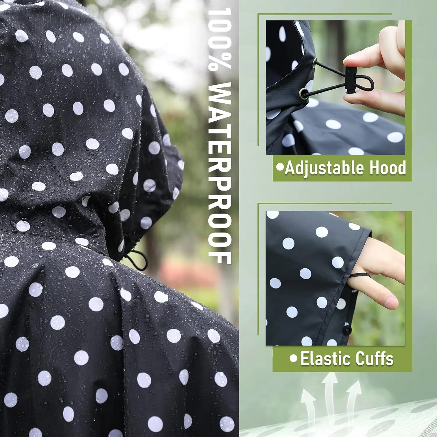 SaphiRose Unisex Rain Poncho Raincoat Hooded for Adults Women with Pockets