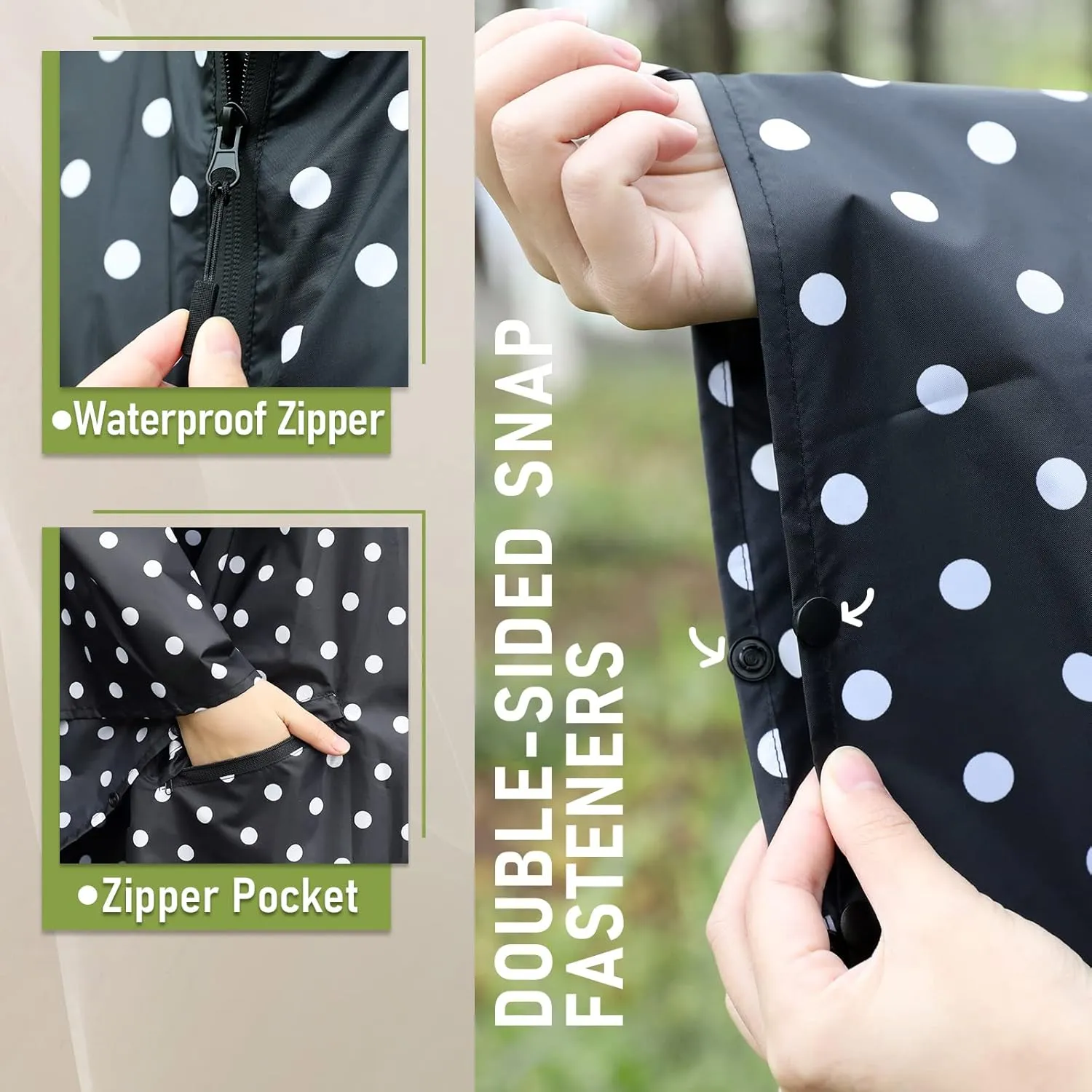SaphiRose Unisex Rain Poncho Raincoat Hooded for Adults Women with Pockets