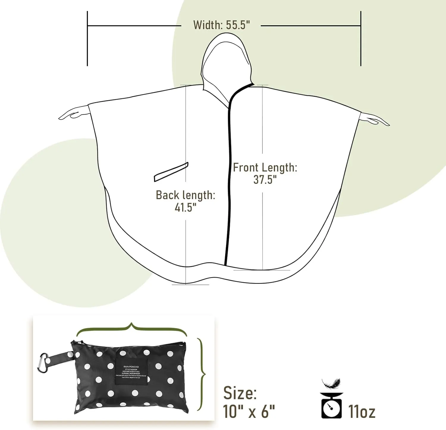 SaphiRose Unisex Rain Poncho Raincoat Hooded for Adults Women with Pockets
