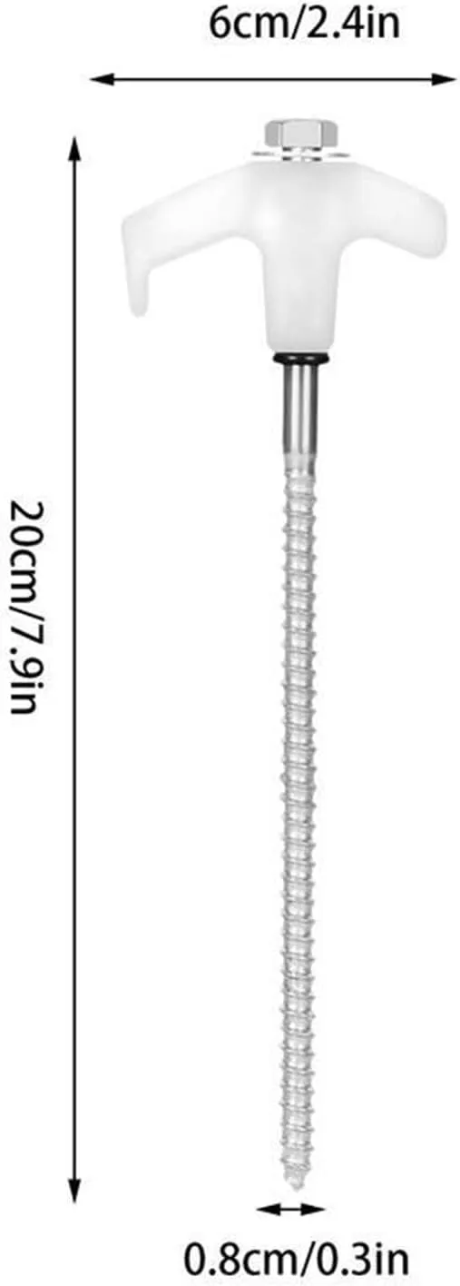 Screw in Tent Stakes 15pcs Metal Tent Spikes Camping Pegs Drill In Ground Anchors Heavy Duty Spirals Screw Stakes Ground Anchors(White)
