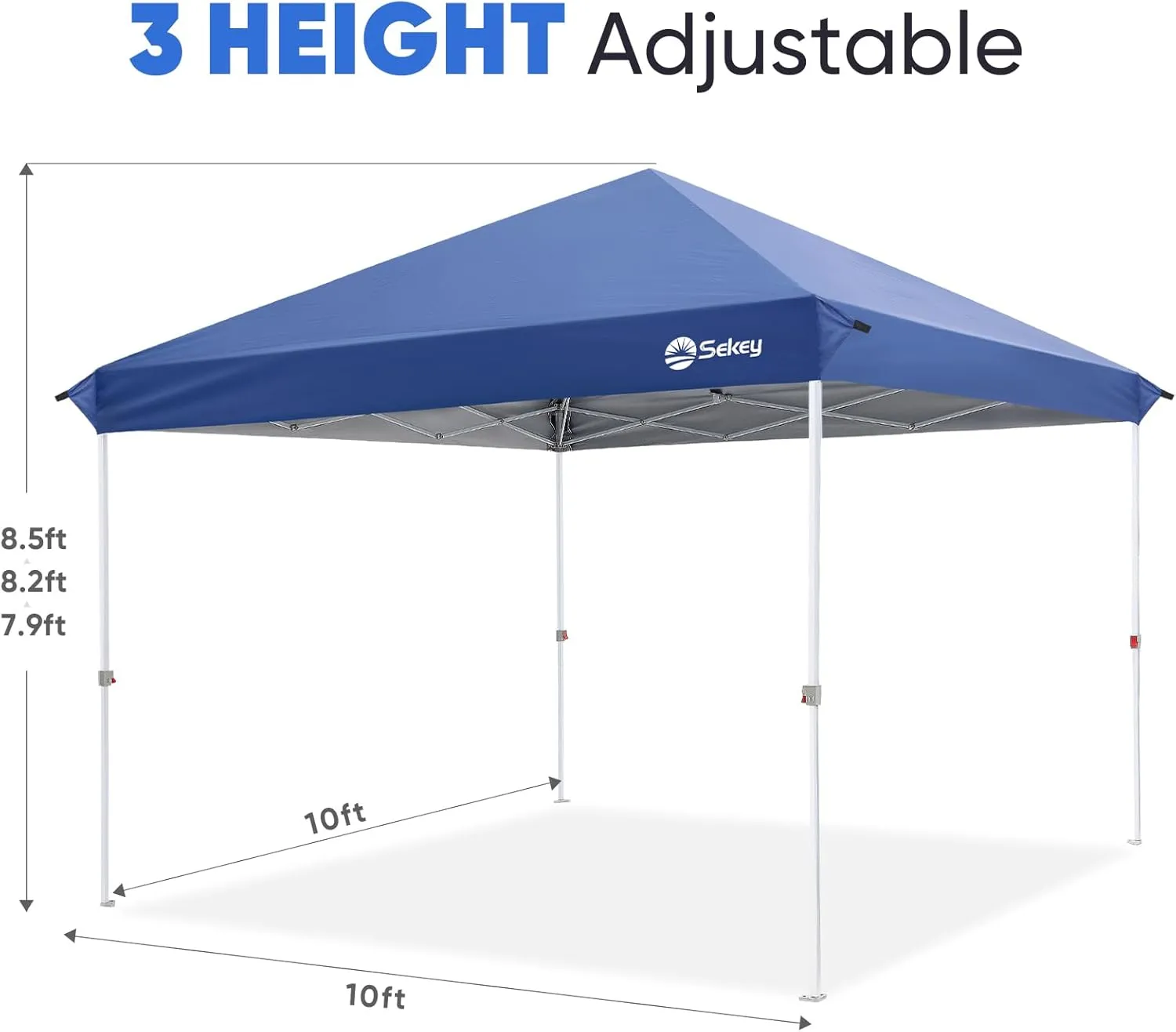 Sekey 10x10ft Pop Up Canopy with One Push Setup- Beach Tent with 99% UV Blocking - Instant Outdoor Sun Shade for Events, Parties, Camping- Commercial Gazebo with Weight Bags,Wind Proof&Waterproof