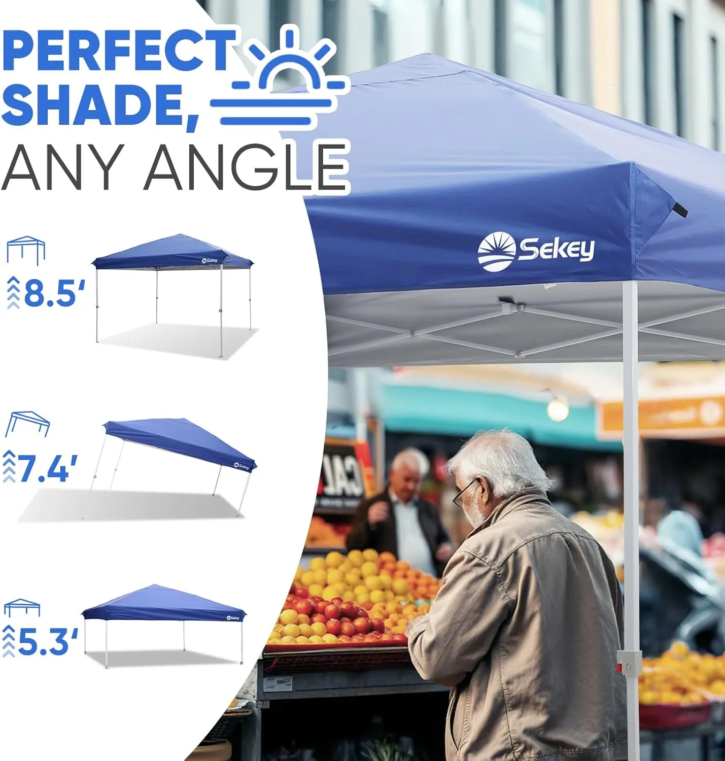 Sekey 10x10ft Pop Up Canopy with One Push Setup- Beach Tent with 99% UV Blocking - Instant Outdoor Sun Shade for Events, Parties, Camping- Commercial Gazebo with Weight Bags,Wind Proof&Waterproof