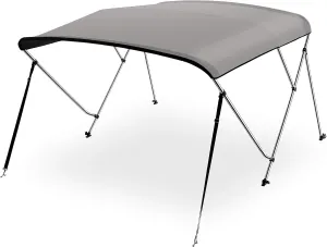 SereneLife Waterproof Boat Bimini Top Cover - 67-72" W 3 Bow Bimini Top Sun Shade Boat Canopy - 1" Double Wall Aluminum Frame Tubes, 2 Front Straps, 2 Rear Support Poles, Storage Boot SLBTW72G, Gray