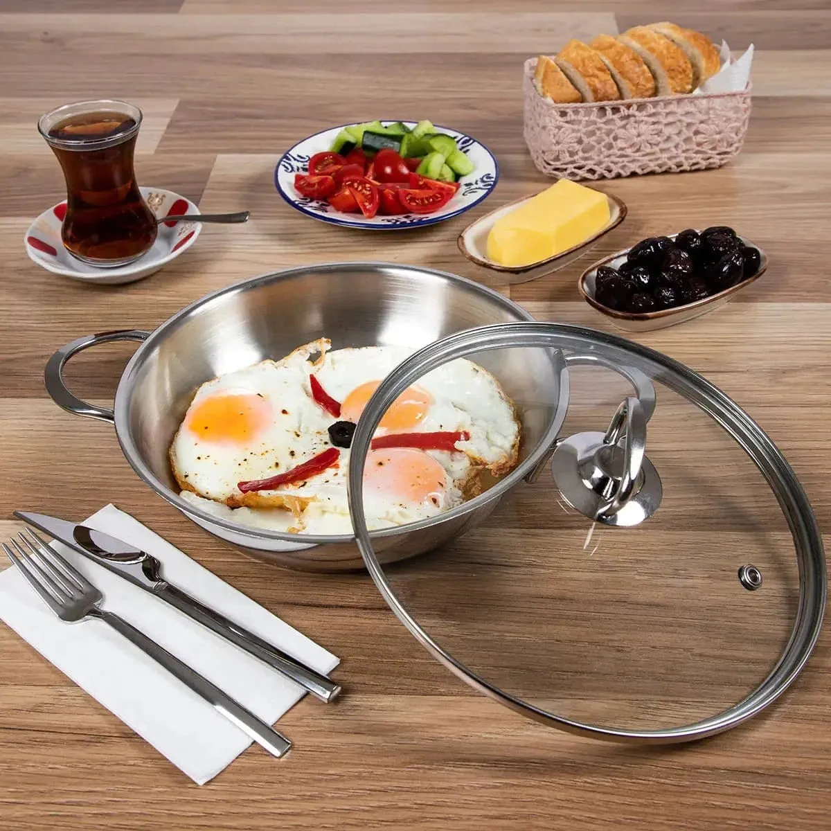 Serenk Stainless Steel Omelette Pan – 20 cm Compact Tool