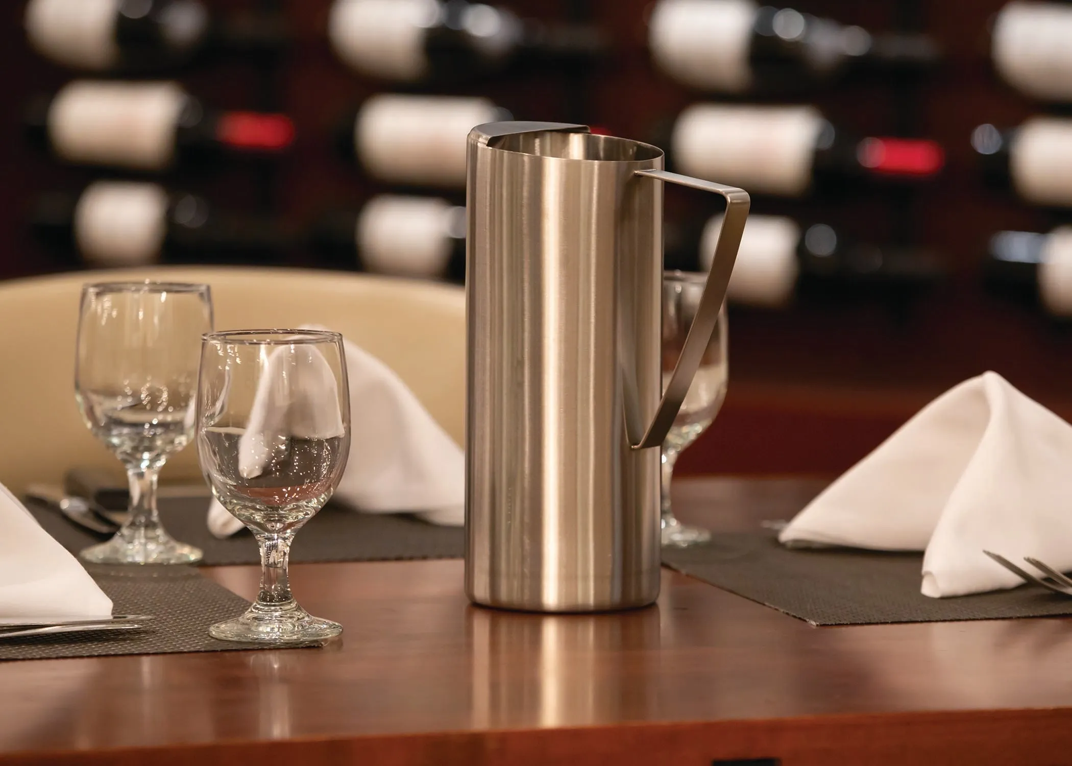 Service Ideas Slim Pitcher with Ice Guard, 1.9 L, Stainless Steel