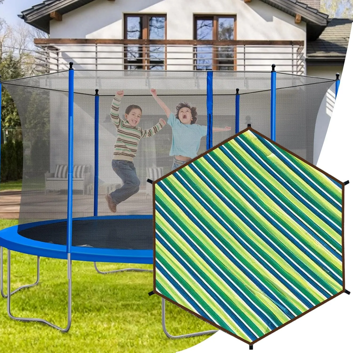 Shade Cloth for Patio Trampoline Sunshade, Waterproof UV Protection Trampoline Tent Cover(14 feet 6)