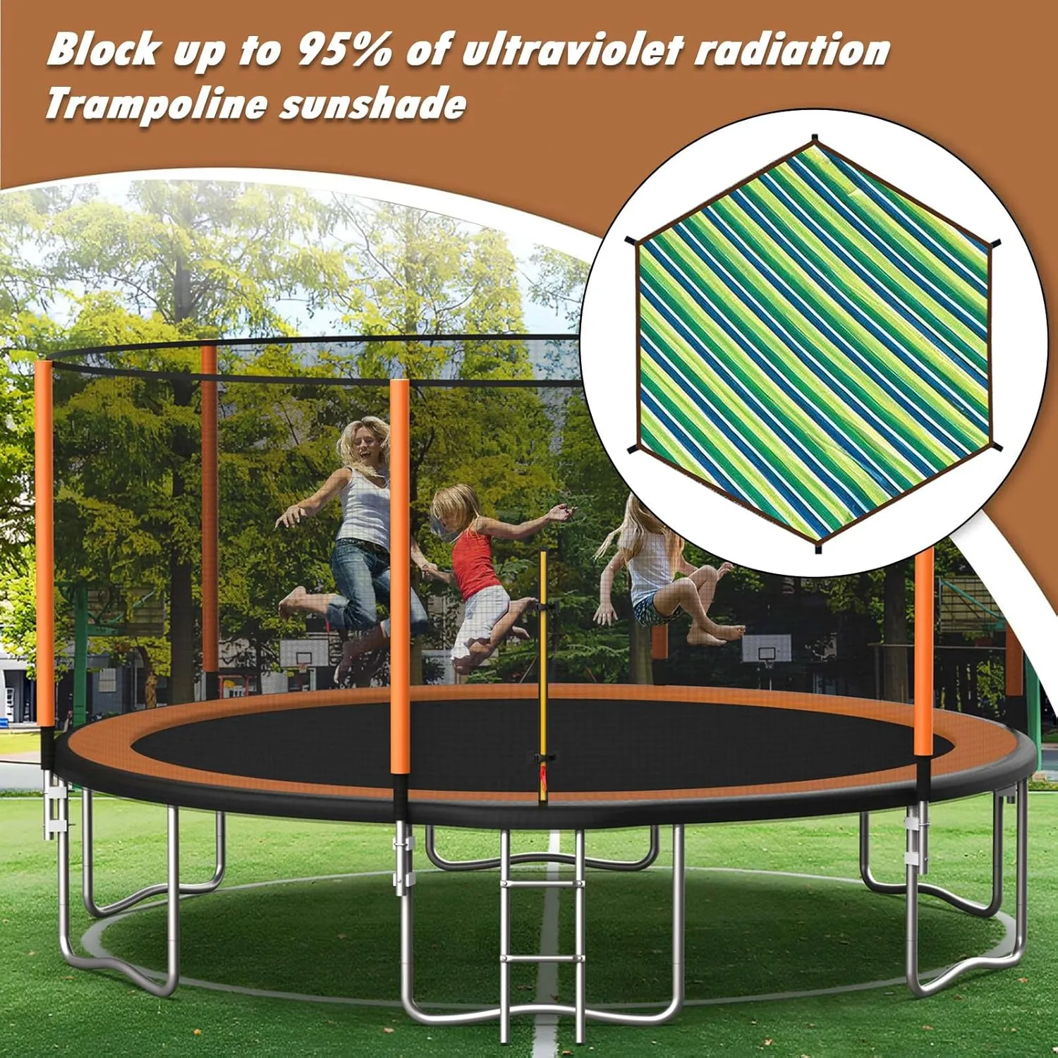 Shade Cloth for Patio Trampoline Sunshade, Waterproof UV Protection Trampoline Tent Cover(14 feet 6)