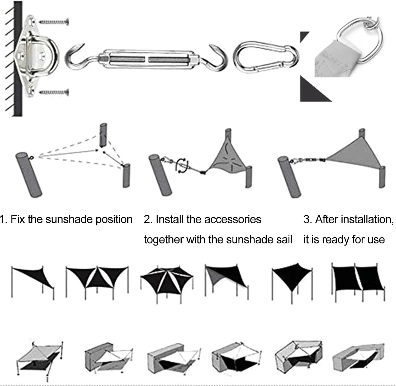 Shade sail, Sunshades for Patio, Umbrella Outdoor patiofor Patio Deck Yard Backyard Outdoor Facility and Activities(White,200x300 cm/6x9 ft)