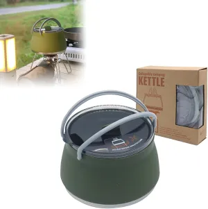 Silicones Cooking Pot, Collapsible Camping Silicone Cooking Pot, Heat-Resistant Stainless Steel & Silicone Camping Pot – Portable Cookware for Outdoor Cooking and Travel Meals (Dark Green)