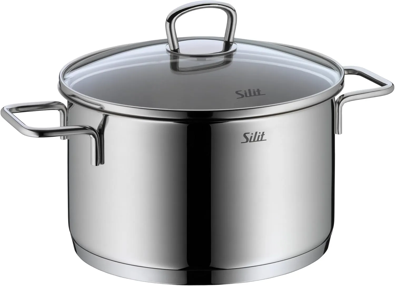 Silit Alicante 4-Piece Induction Saucepan Set with Glass Lid, Polished Stainless Steel, Induction Pots Set, Uncoated