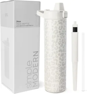 Simple Modern Filtered Water Bottle | Insulated Stainless-Steel Carbon Filter Travel Water Bottles | Reusable for Clean Drinking Water On The Go | 24oz, Cream Leopard