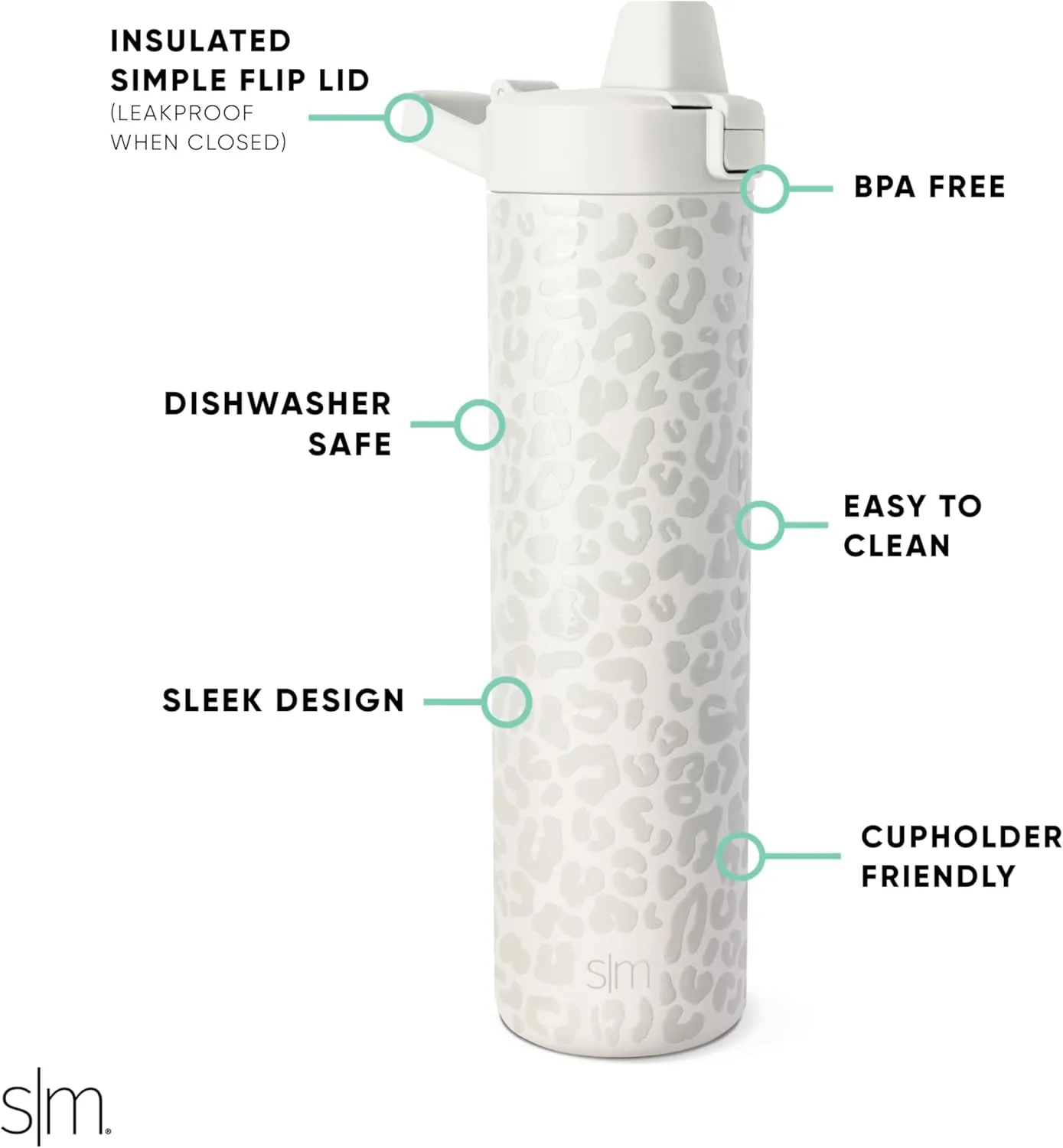Simple Modern Filtered Water Bottle | Insulated Stainless-Steel Carbon Filter Travel Water Bottles | Reusable for Clean Drinking Water On The Go | 24oz, Cream Leopard