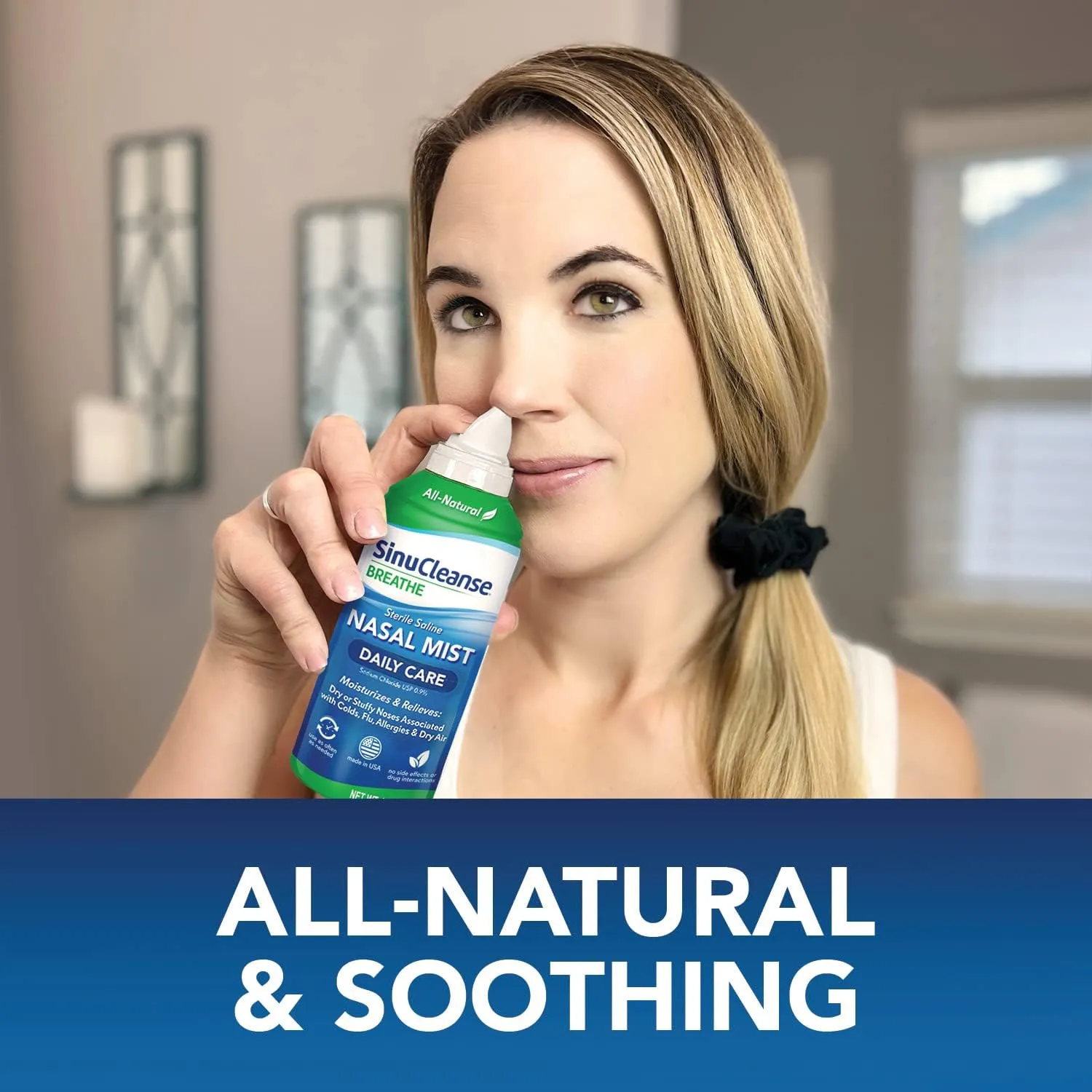 SinuCleanse Daily Care Sterile Saline Nasal Spray, Ultra Fine Mist, Instantly Moisturizes & Relieves Everyday Nasal Congestion Due to Colds & Dry Air, 4.5 Oz (2 Pack), Made in USA