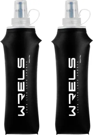 Soft Running Water Flask Soft Flasks Collapsible Soft Water Bottles Small BPA-Free for Sports Hiking Hydration Pack 5oz/8oz/17oz(BLACK,17oz*2)