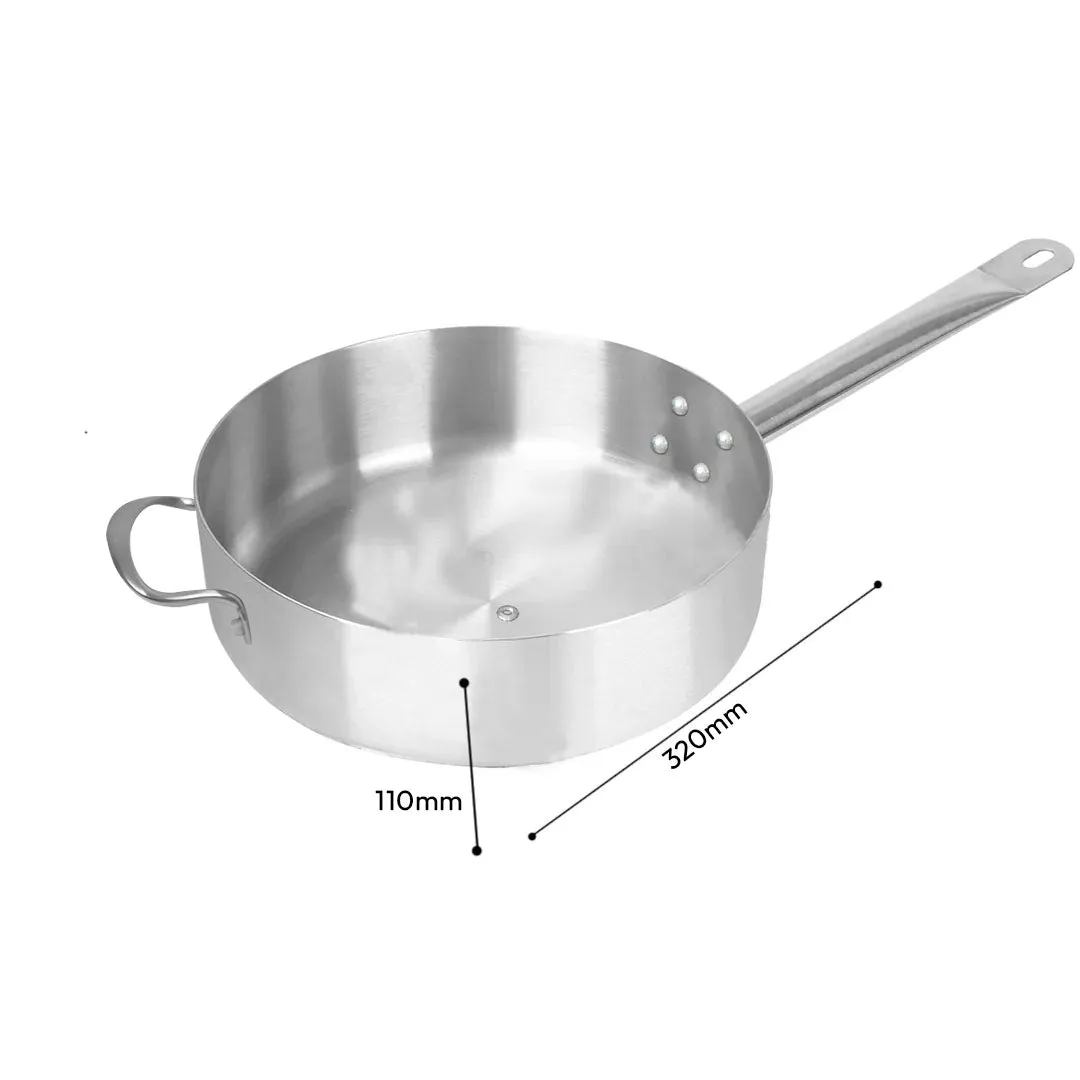 SOGA 32cm Stainless Steel Saucepan With Lid Induction Cookware With Triple Ply Base