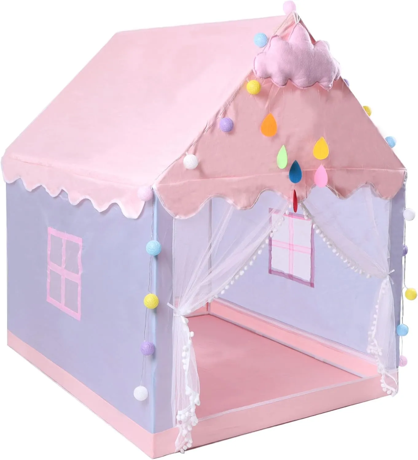 SOHAPY Kids Gift Play Tent Pink for Girls Boys, Princess Castle, Large Playhouse Gift Toys for Toddler Children, Girl Tent with Lights Indoor Outdoor (Pink Castle)
