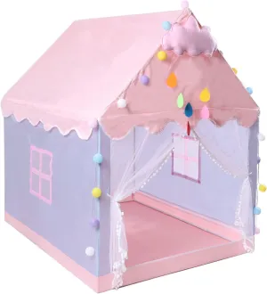 SOHAPY Kids Gift Play Tent Pink for Girls Boys, Princess Castle, Large Playhouse Gift Toys for Toddler Children, Girl Tent with Lights Indoor Outdoor (Pink Castle)